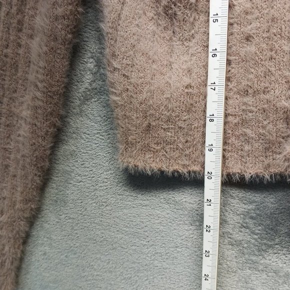 🍑PINK ROSE Women Sweater Fuzzy Cardigan Pullover Fall Solid Taupe Casual XS(0-2 - Picture 10 of 16